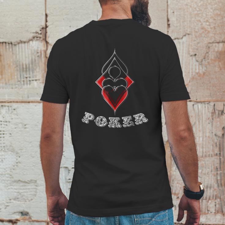 Poker Spades Hearts Diamonds Club Shiny Bling Overlap Mens Back Print T-shirt Funny Gifts