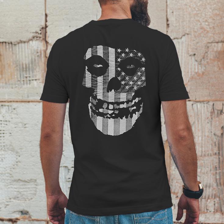 Popfunk Misfits Officially Licensed Gray American Flag Skull Mens Back Print T-shirt Funny Gifts