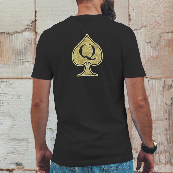 Queen Of Spades With Qos Symbol Mens Back Print T-shirt Funny Gifts