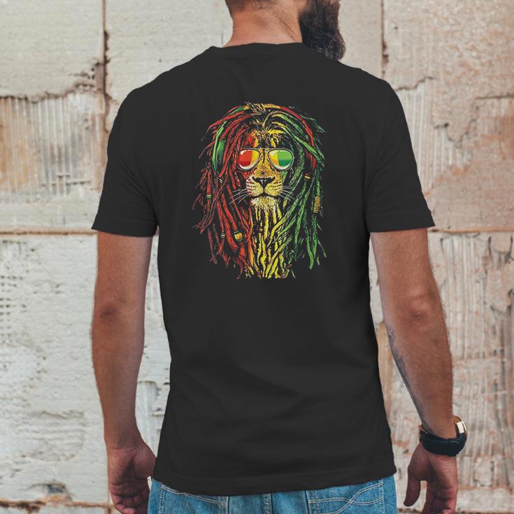 Rasta Reggae Lion Sunglass Art Gift For Rastafarian Lover Mens Back Print T-shirt Funny Gifts