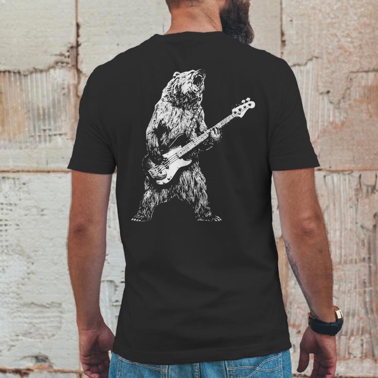 Retro Bear Playing Bass Guitar Bear Guitarist Music Lovers Mens Back Print T-shirt Funny Gifts