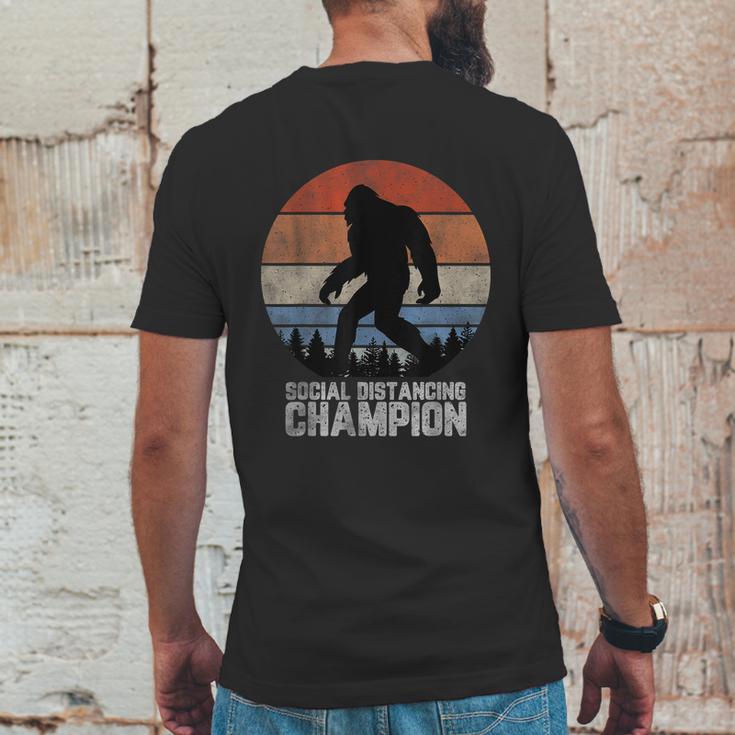 Retro Bigfoot Bigfoot Social Distancing Champ Mens Back Print T-shirt Funny Gifts