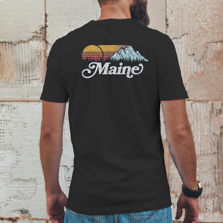 Retro Vibe Maine Vintage Mountains And Sun Mens Back Print T-shirt Funny Gifts