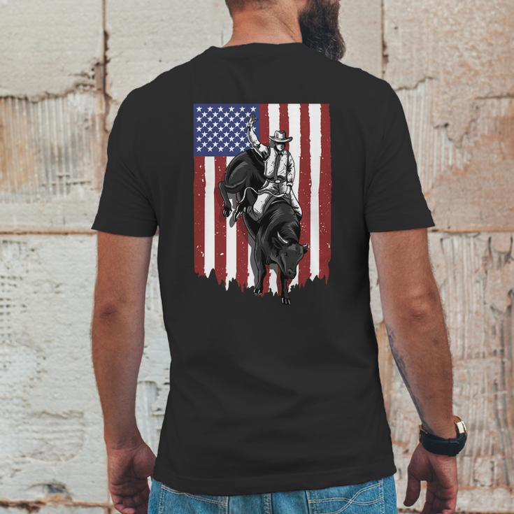 Rodeo Bull Rider Patriotic American Usa Flag For Cowboys Cute Gift Mens Back Print T-shirt Funny Gifts