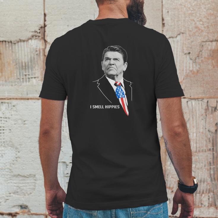 Ronald Reagan I Smell Hippies T-Shirt Mens Back Print T-shirt Funny Gifts