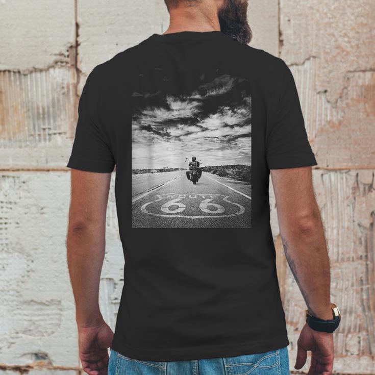 Route 66 Biker On The Road Mens Back Print T-shirt Funny Gifts