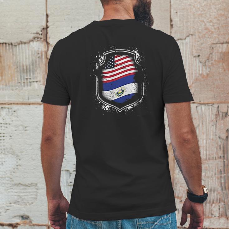 Salvadorian American Flags Of El Salvador And Usa Mens Back Print T-shirt Funny Gifts