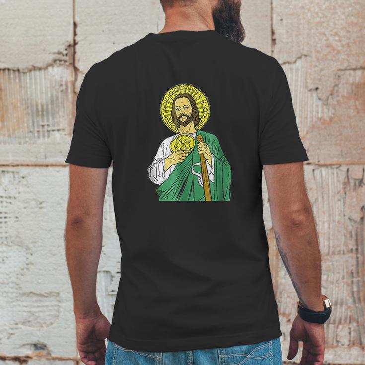 San Judas St Jude Saint Jude Catholic Catolico Mens Back Print T-shirt Funny Gifts