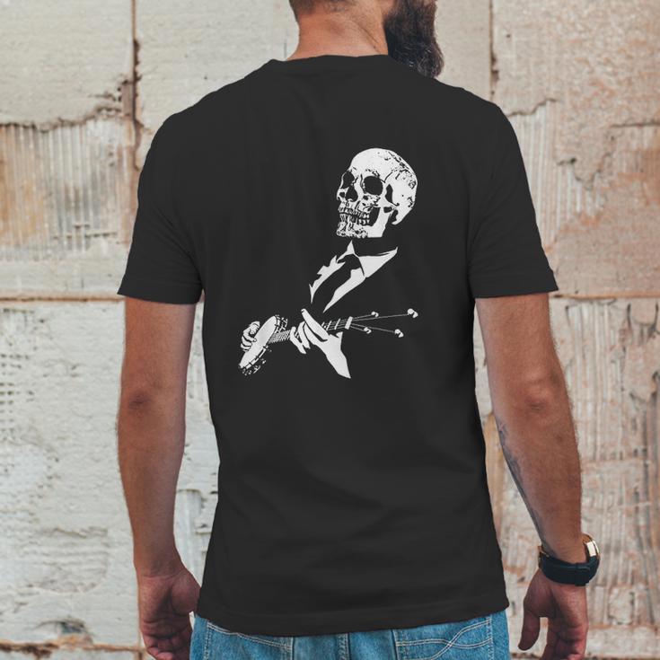 Skeleton Banjo Player Graphic Mens Back Print T-shirt Funny Gifts