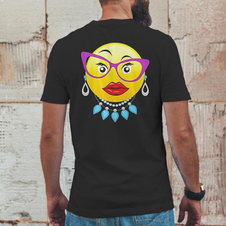 Smiling Emojis Lady Bling Face Glasses Costume Mens Back Print T-shirt Funny Gifts