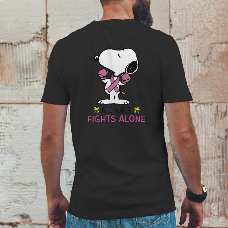 Snoopy No One Fights Alone Breast Cancer Awareness Shirt Mens Back Print T-shirt Funny Gifts