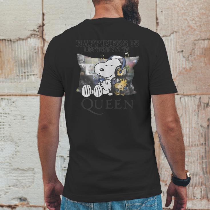 Snoopy And Woodstock Happiness Is Listening To Queen T-Shirt Mens Back Print T-shirt Funny Gifts