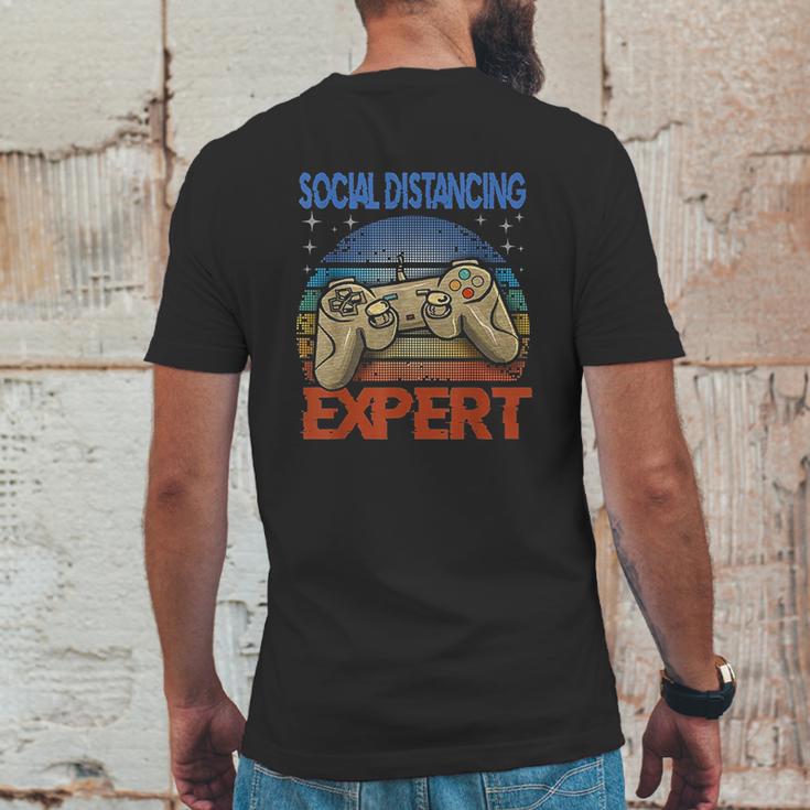 Social Distancing Expert Gaming Video Gamer Mens Back Print T-shirt Funny Gifts