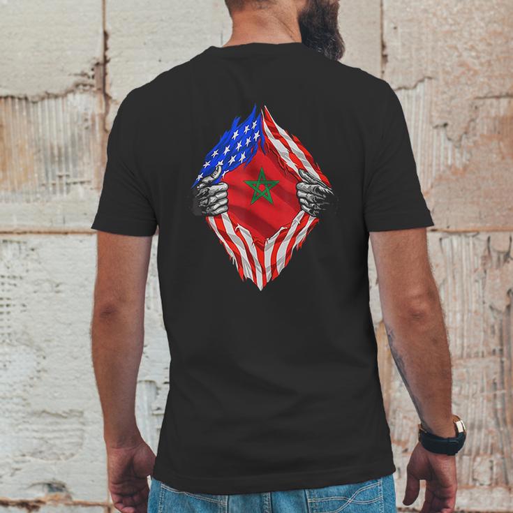 Super Moroccan Heritage Morocco Roots Usa Flag Gift Mens Back Print T-shirt Funny Gifts