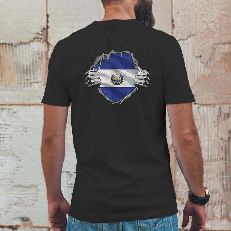 Super Salvadoran Heritage El Salvador Roots Flag Gift Mens Back Print T-shirt Funny Gifts