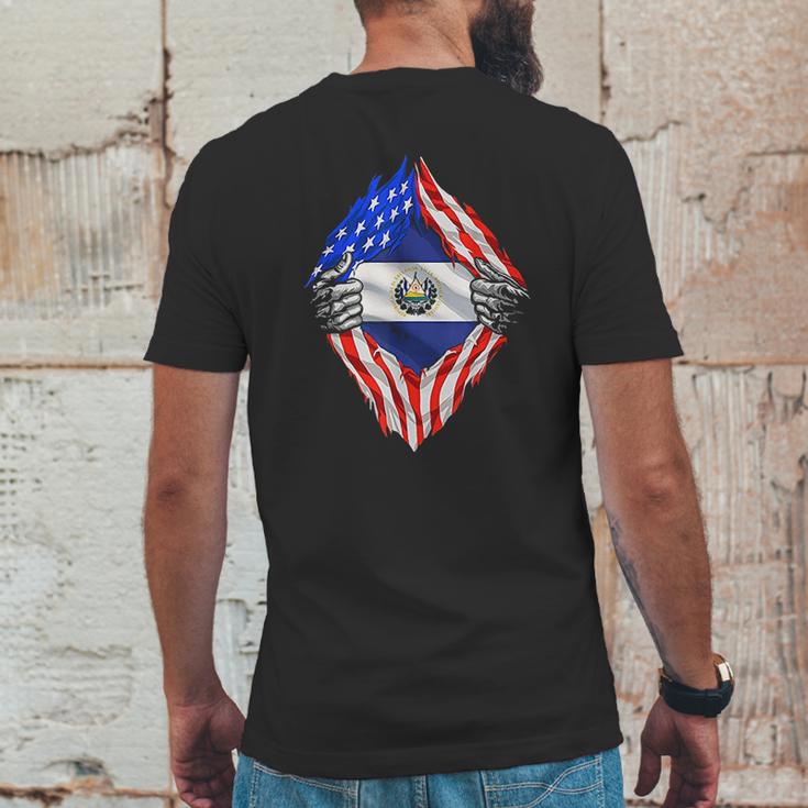 Super Salvadoran Heritage El Salvador Roots Usa Flag Mens Back Print T-shirt Funny Gifts