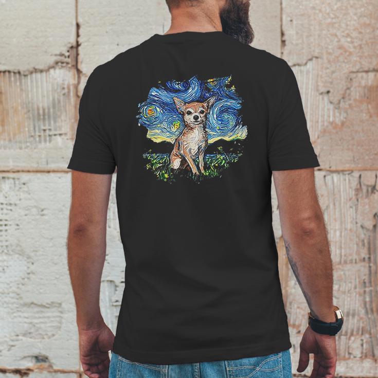 Tan Chihuahua Starry Night Impressionist Dog Art Mens Back Print T-shirt Funny Gifts