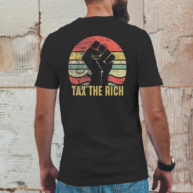 Tax The Rich Retro Vintage Anti Capitalist Political Mens Back Print T-shirt Funny Gifts