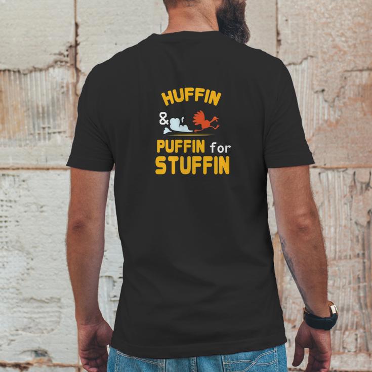 Thanksgiving Turkey Trot Huffin Puffin For Stuffin Mens Back Print T-shirt Funny Gifts