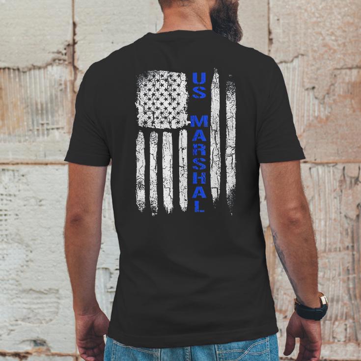 Thin Blue Line Flag American Us Marshal Mens Back Print T-shirt Funny Gifts