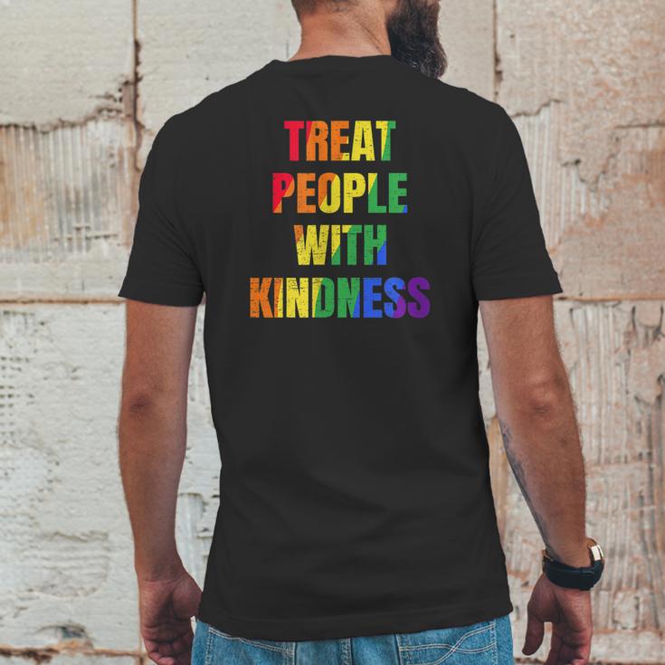 Treat People With Kindness Queer Lgbtq Love Equality Bi Mens Back Print T-shirt Funny Gifts