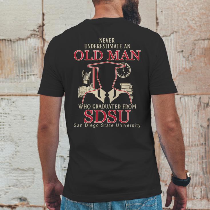 Never Underestimate An Old Man Who Graduated From San Diego State University Mens Back Print T-shirt Funny Gifts