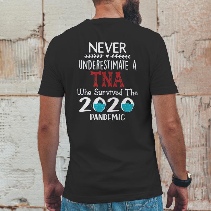 Never Underestimate Who Survived The Pandemic Tna Mens Back Print T-shirt Funny Gifts