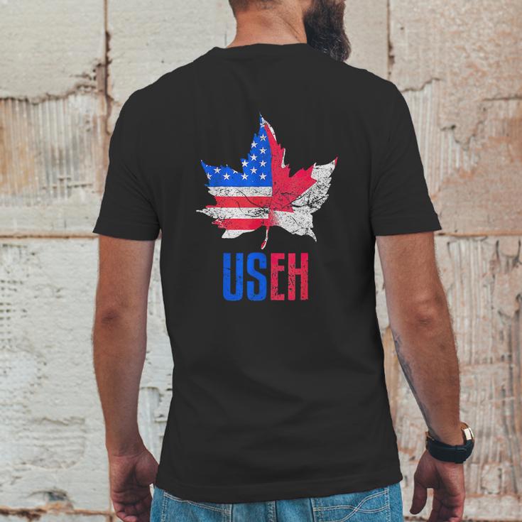 Useh Leaf Canadian American Flag Canada Usa Patriotic Mens Back Print T-shirt Funny Gifts