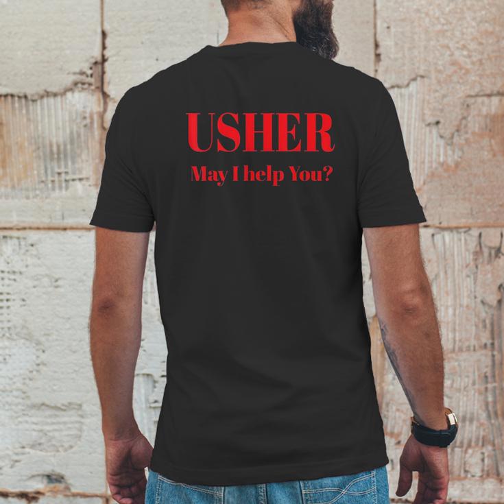 Usher Uniform May I Help You Mens Back Print T-shirt Funny Gifts