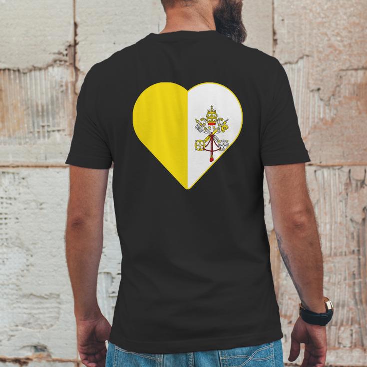 Vatican City Flag Heart Mens Back Print T-shirt Funny Gifts