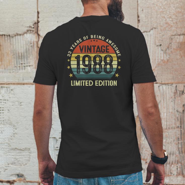 Vintage 1988 Limited Edition 33 Years Old 33Rd Birthday Mens Back Print T-shirt Funny Gifts