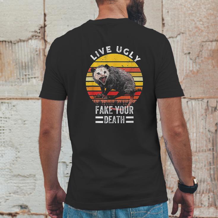 Vintage Live Ugly Fake Your Death Funny Opossum Mens Back Print T-shirt Funny Gifts