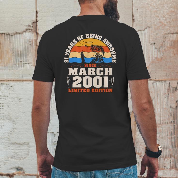 Vintage March 2001 21 Years Old Fishing Lover 21St Birthday Mens Back Print T-shirt Funny Gifts