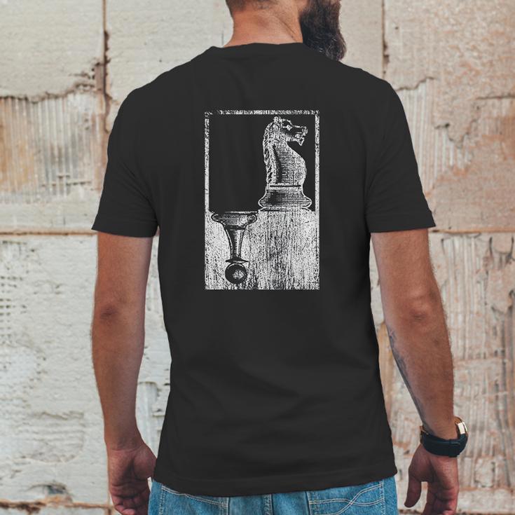 Vintage Pawn And Knight Shadow Chess Mens Back Print T-shirt Funny Gifts