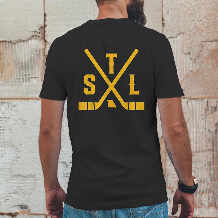 Vintage St Louis Ice Hockey Sticks State Outline Mens Back Print T-shirt Funny Gifts