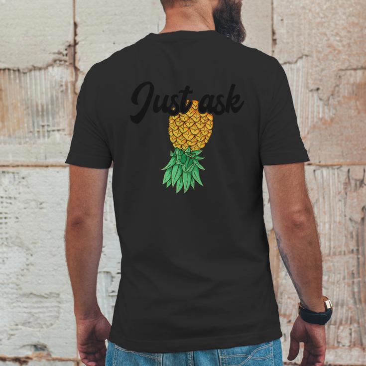 Vintage Upside Down Pineapple Just Ask Subtle Swinger Meaningful Gift Mens Back Print T-shirt Funny Gifts