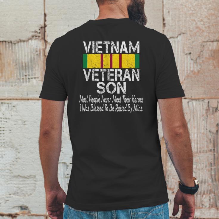 Vintage Us Military Family Vietnam Veteran Son Mens Back Print T-shirt Funny Gifts