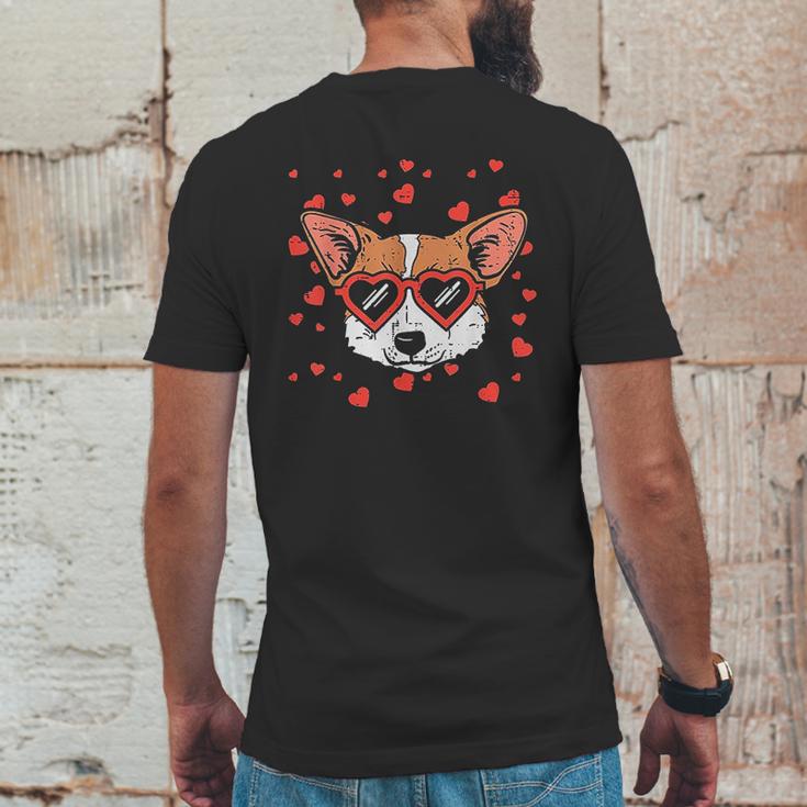 Welsh Corgi Face Heart Glasses Cute Valentines Day Dog Gift Mens Back Print T-shirt Funny Gifts