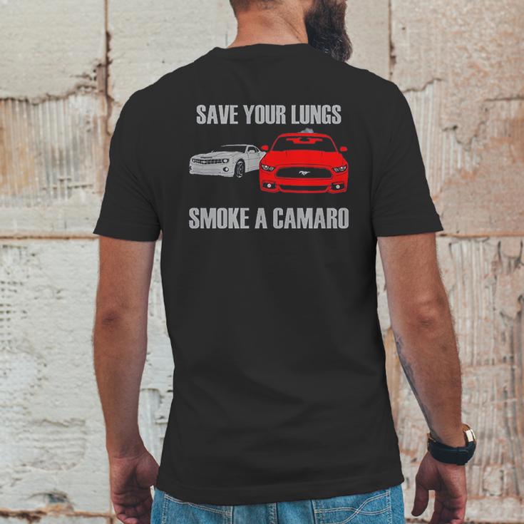 Wheel Spin Addict Mens Save Your Lungs Smoke A Camaro Mens Back Print T-shirt Funny Gifts