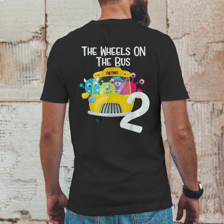 The Wheels On The Bus 2Nd Birthday Party 2 Year Old Toddler Mens Back Print T-shirt Funny Gifts