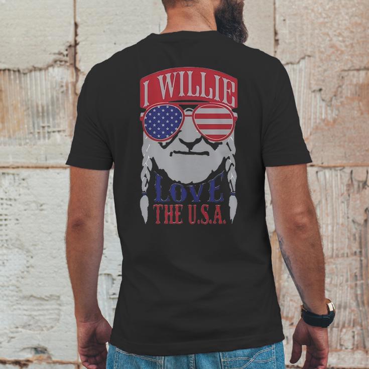 I Willie Love The Usa 4Th Of July Willie Nelson America Usa Independence Day Proud American Mens Back Print T-shirt Funny Gifts