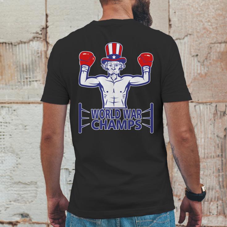 World War Champs Uncle Sam Mens Back Print T-shirt Funny Gifts