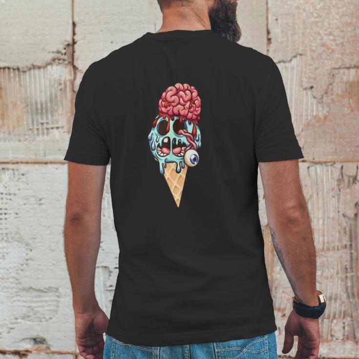 Zombie Ice Cream With The Brain And Eye Popping Out Mens Back Print T-shirt Funny Gifts