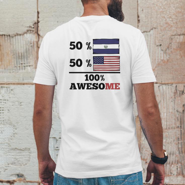 50 El Salvadorian 50 American 100 Awesome Mens Back Print T-shirt Funny Gifts