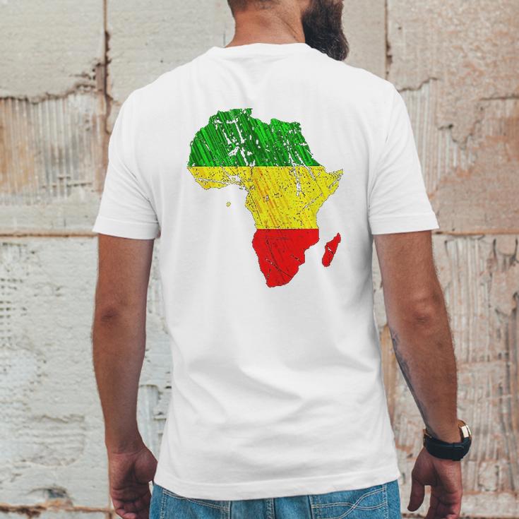 Africa Map Reggae Rasta Print Green Yellow Red Africa Pride Mens Back Print T-shirt Funny Gifts