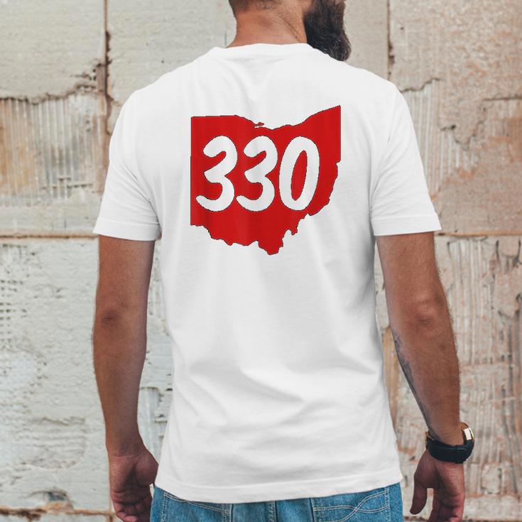 Akron Warren Canton Youngstown Ohio 330 Area Code Mens Back Print T-shirt Funny Gifts