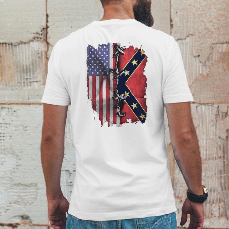 America Flag Confederate Battle Flag Shirt Mens Back Print T-shirt Funny Gifts