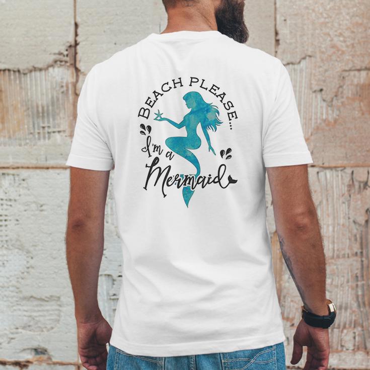 Aqua Blue Watercolor Beach Please Im A Mermaid Mens Back Print T-shirt Funny Gifts