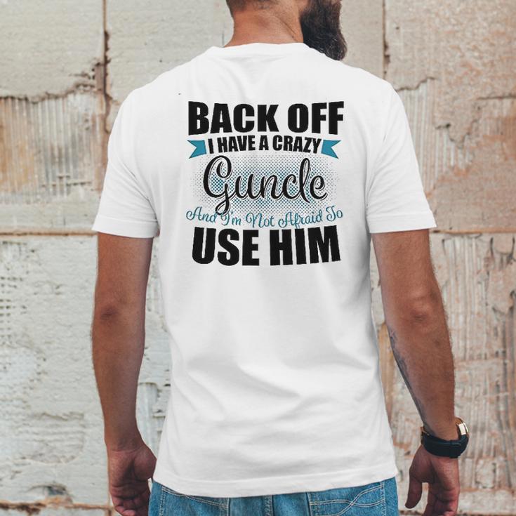 Back Off I Have A Crazy Guncle And I Am Not Afraid To Infant Creeper Mens Back Print T-shirt Funny Gifts