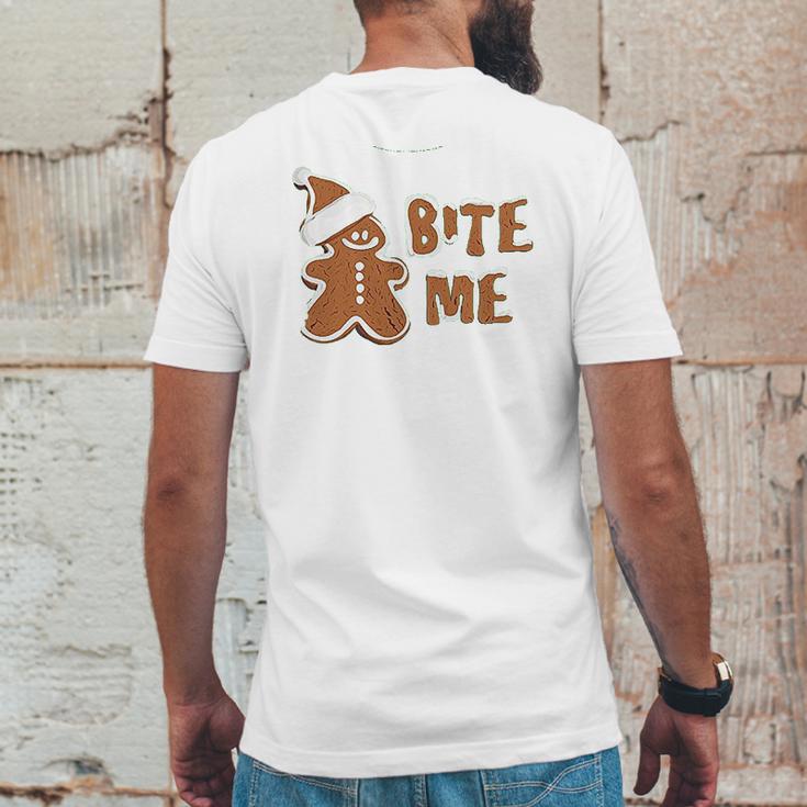 Bite Me Gingerbread Cute Mens Back Print T-shirt Funny Gifts